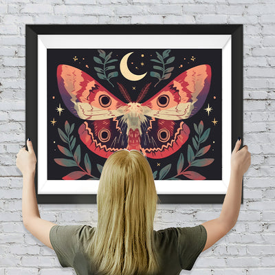 Rote Motte und Mondsichel Diamond Painting