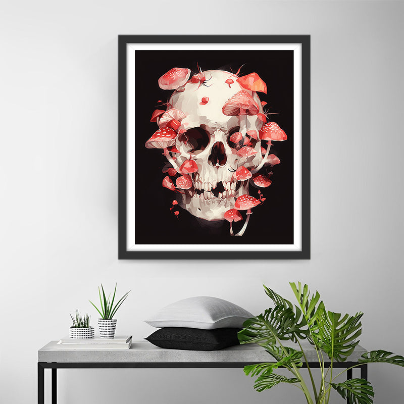Rote Pilze auf dem Schädel Diamond Painting