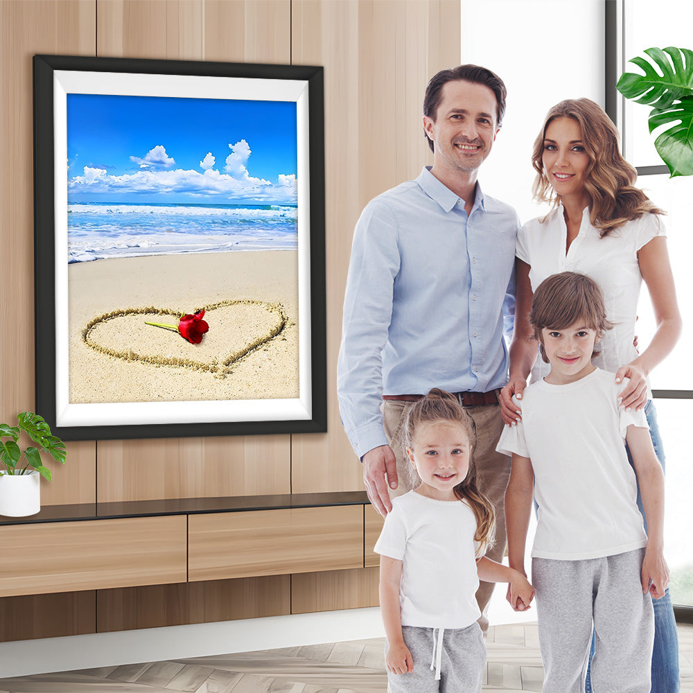 Rote Rose am Strand Diamond Painting