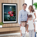 Rote Rose am Strand in der Nacht Diamond Painting