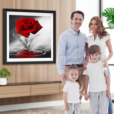 Rote Rose aus dem Wasser Diamond Painting