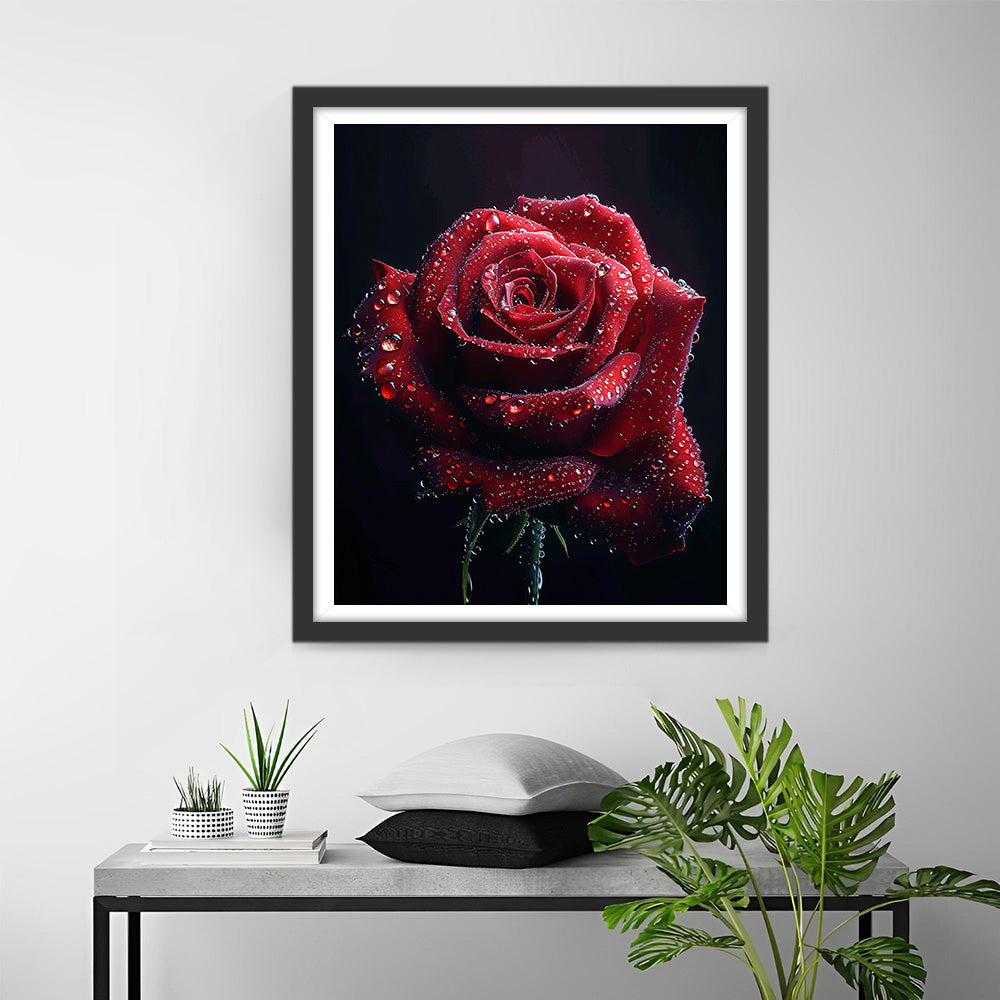 Rote Rose im Dunkeln Diamond Painting