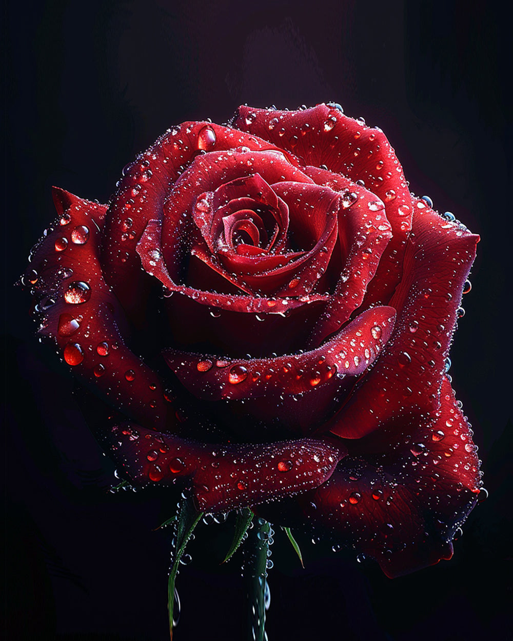 Rote Rose im Dunkeln Diamond Painting