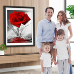 Rote Rose im Wasser Diamond Painting