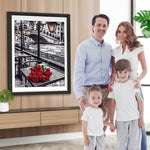 Rote Rosen auf der Straße Diamond Painting