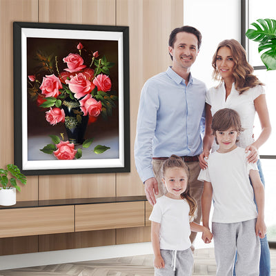 Rote Rosen in der schwarzen Vase Diamond Painting