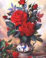 Rote Rosen und Knospen Diamond Painting
