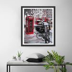 Rote Telefonzelle auf der Straße Diamond Painting