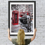 Rote Telefonzelle auf der Straße Diamond Painting