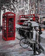 Rote Telefonzelle auf der Straße Diamond Painting