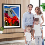 Rote Tulpen und Windrad Diamond Painting