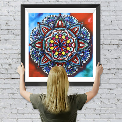 Rote und blaue Blumen Mandala Diamond Painting