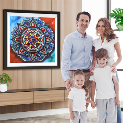 Rote und blaue Blumen Mandala Diamond Painting