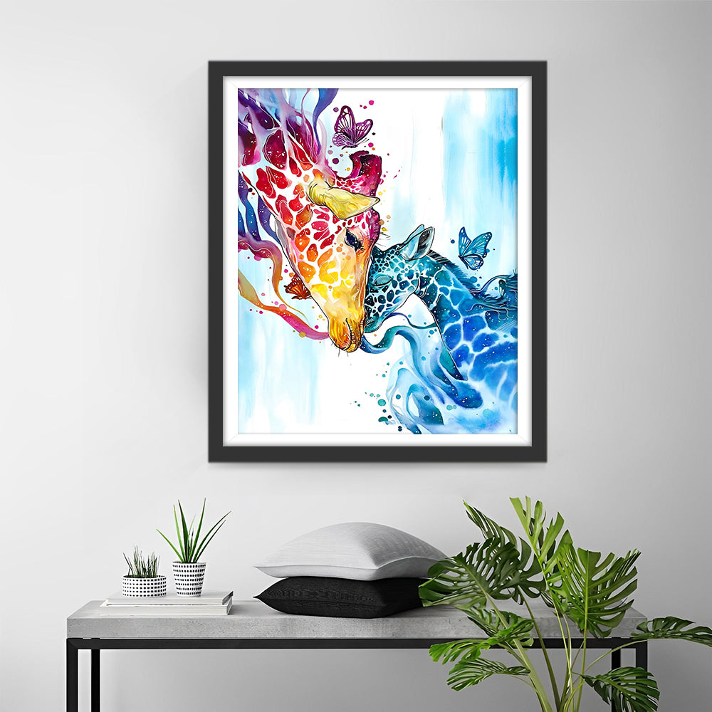 Rote und blaue Giraffenfreunde Diamond Painting