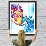 Rote und blaue Giraffenfreunde Diamond Painting