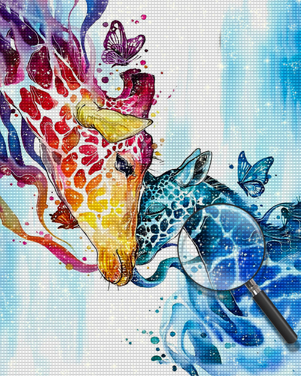 Rote und blaue Giraffenfreunde Diamond Painting