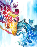 Rote und blaue Giraffenfreunde Diamond Painting