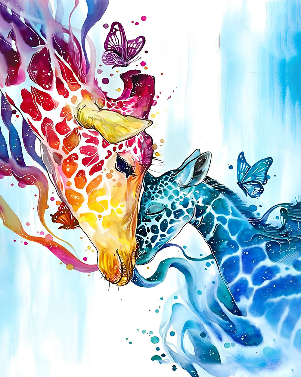 Rote und blaue Giraffenfreunde Diamond Painting