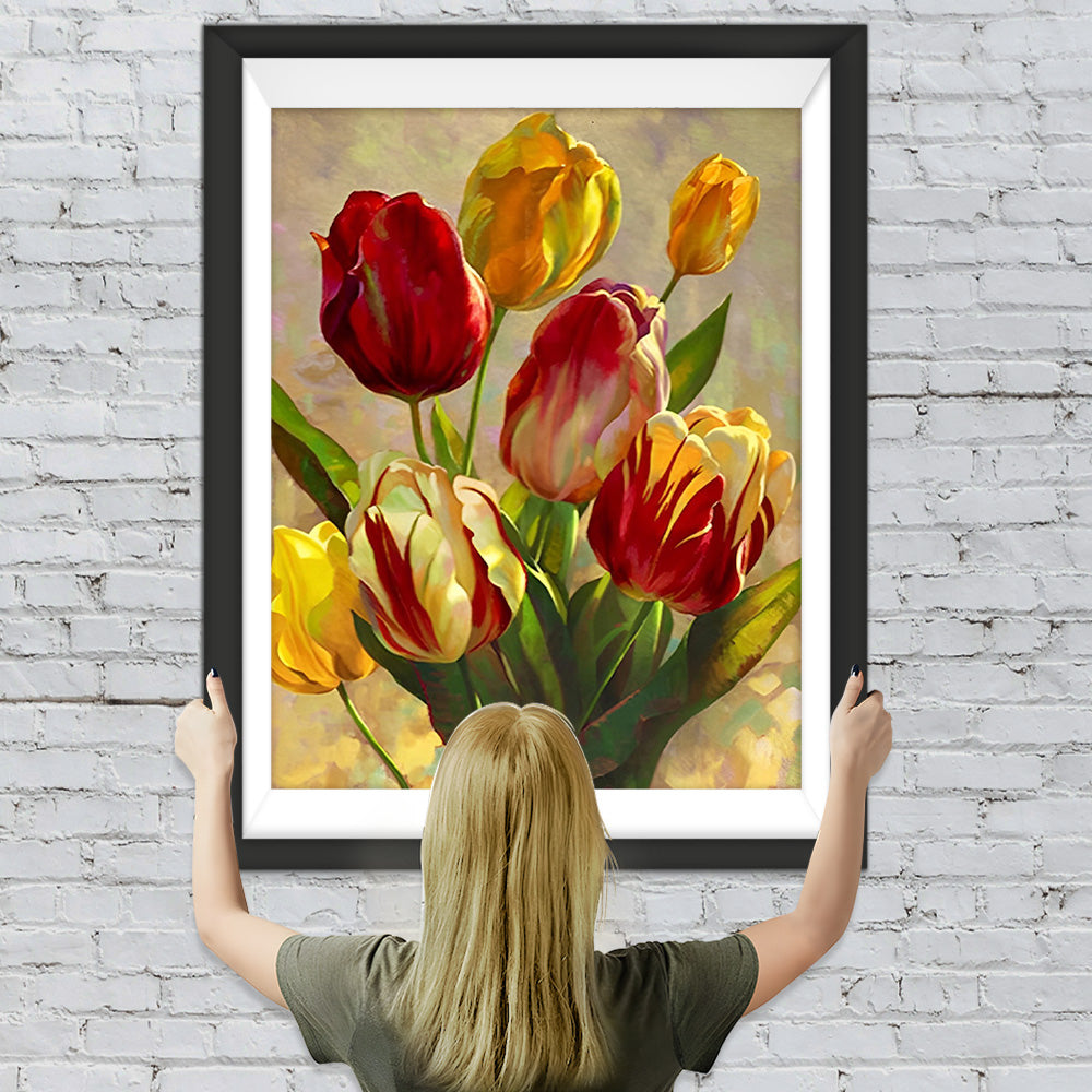Rote und gelbe Tulpen Diamond Painting