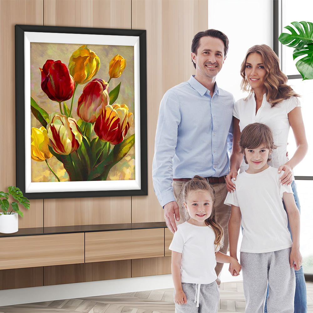 Rote und gelbe Tulpen Diamond Painting