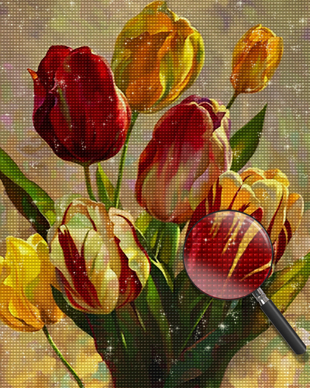 Rote und gelbe Tulpen Diamond Painting