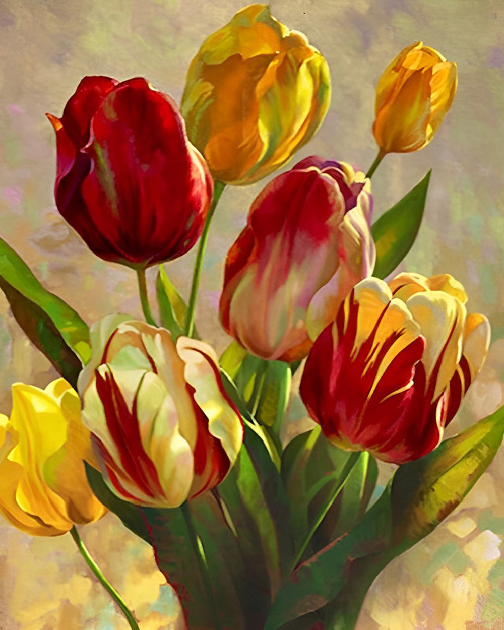 Rote und gelbe Tulpen Diamond Painting