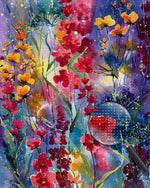 Rote und gelbe Wildblumen Diamond Painting