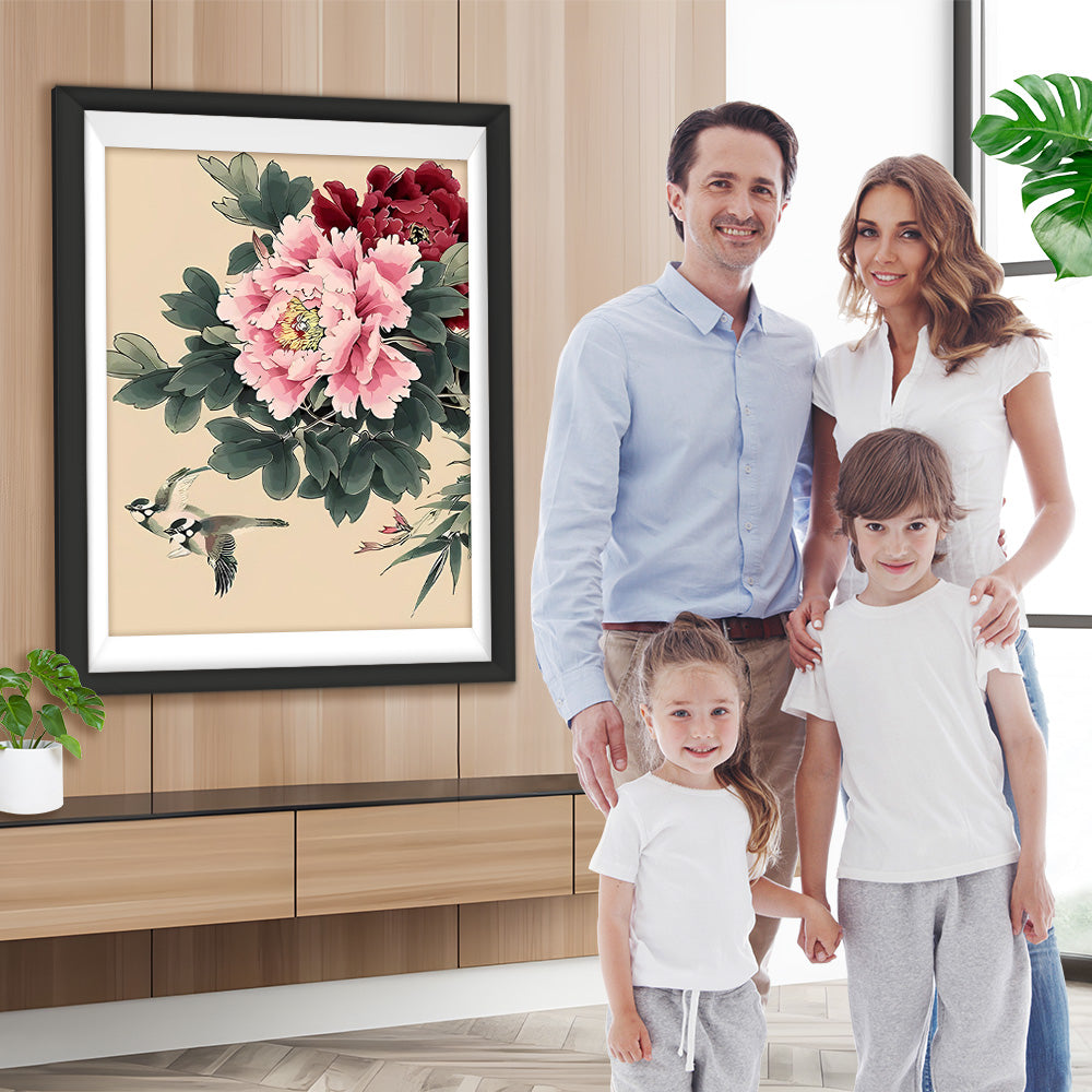 Rote und rosa Pfingstrosen Diamond Painting