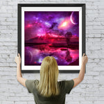 Rote Wolken, Sterne und Hochgebirge Diamond Painting