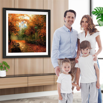 Roter Ahornwald und Bank Diamond Painting