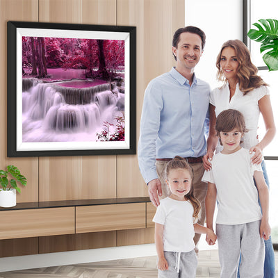 Roter Ahornwald und Wasserfall Diamond Painting