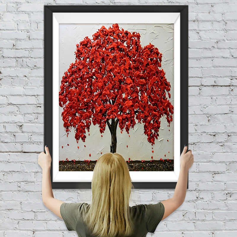 Roter Baum, Ölgemälde Diamond Painting