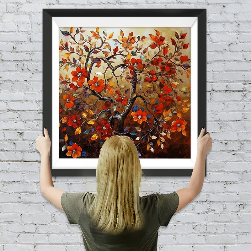 Roter Blumenbaum Diamond Painting