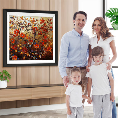 Roter Blumenbaum Diamond Painting