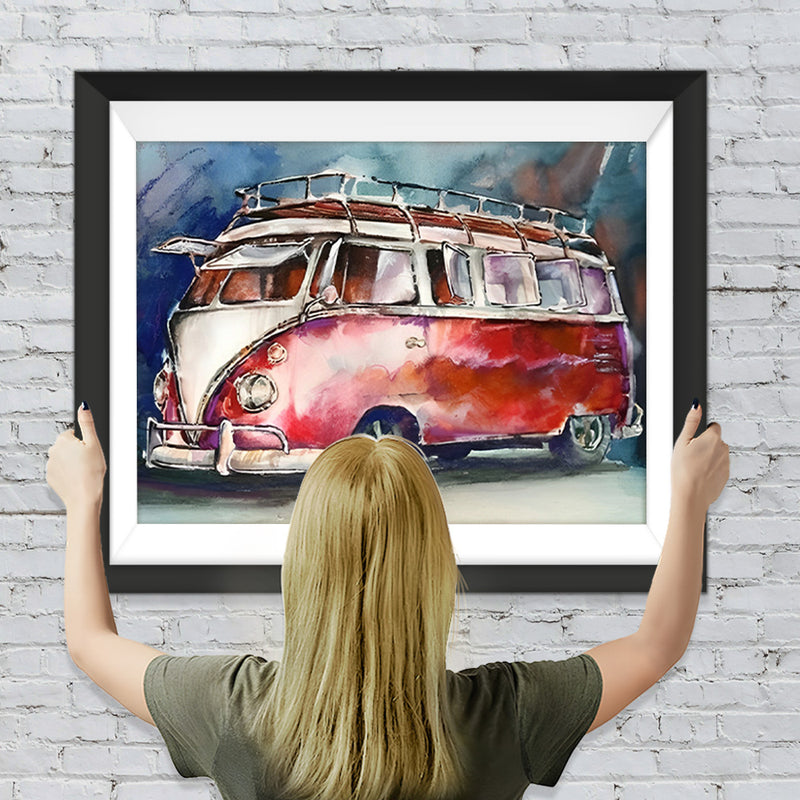 Roter Cartoon-Bus Diamond Painting