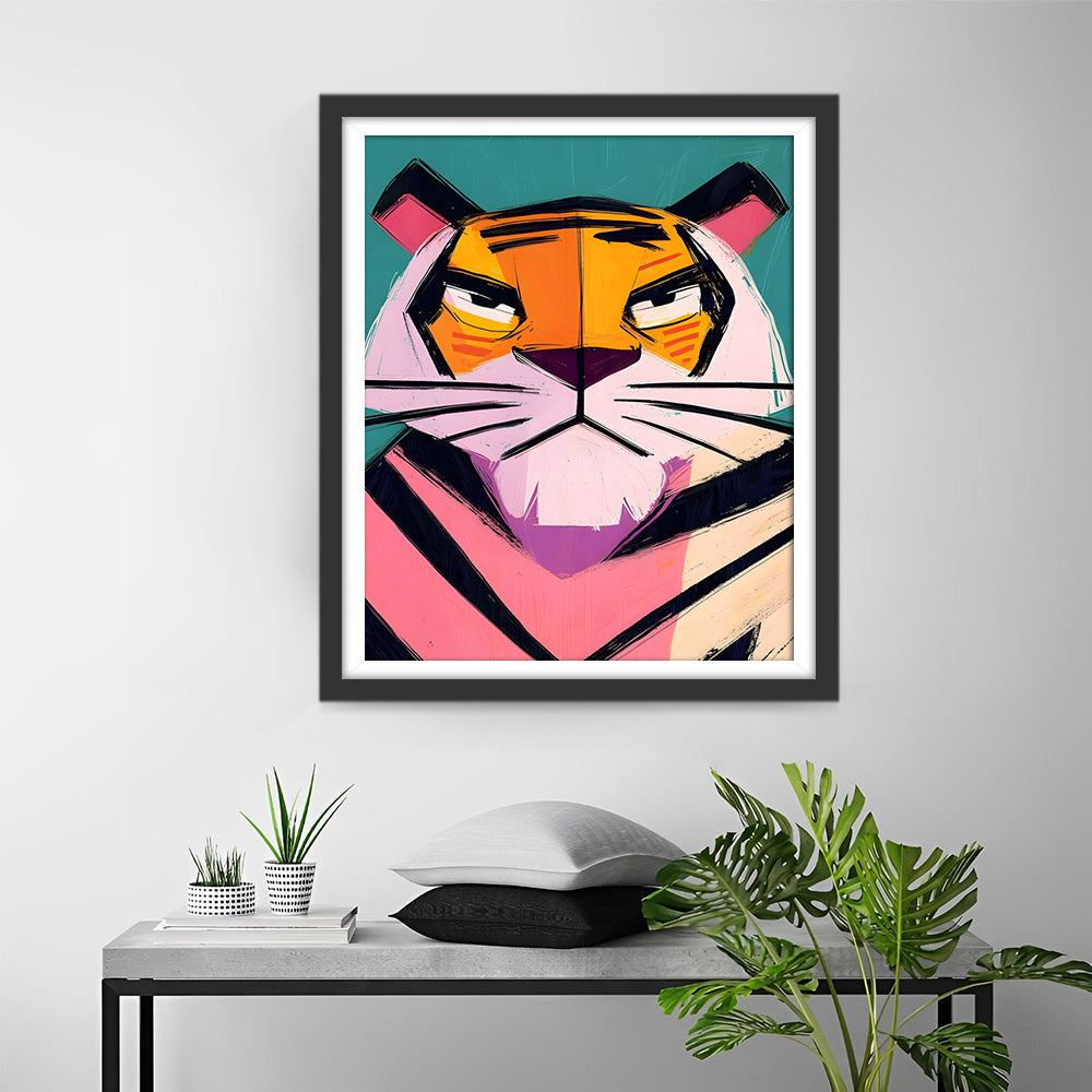 Roter Cartoon-Tiger Diamond Painting
