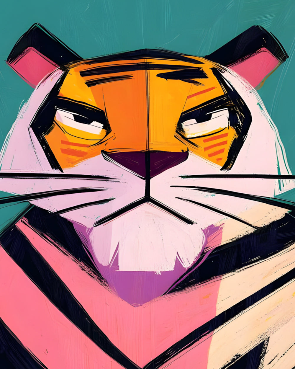Roter Cartoon-Tiger Diamond Painting