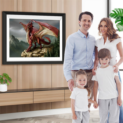 Roter Drache auf dem Berg Diamond Painting