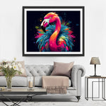 Roter Flamingo mit bunten Federn Diamond Painting