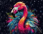 Roter Flamingo mit bunten Federn Diamond Painting