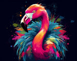Roter Flamingo mit bunten Federn Diamond Painting