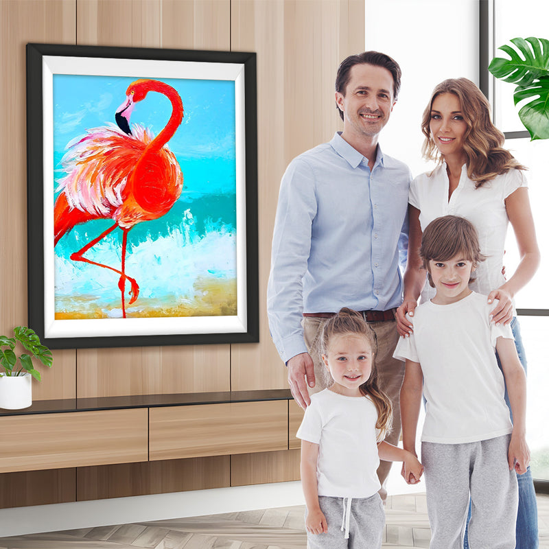 Roter Flamingo und Meer Diamond Painting