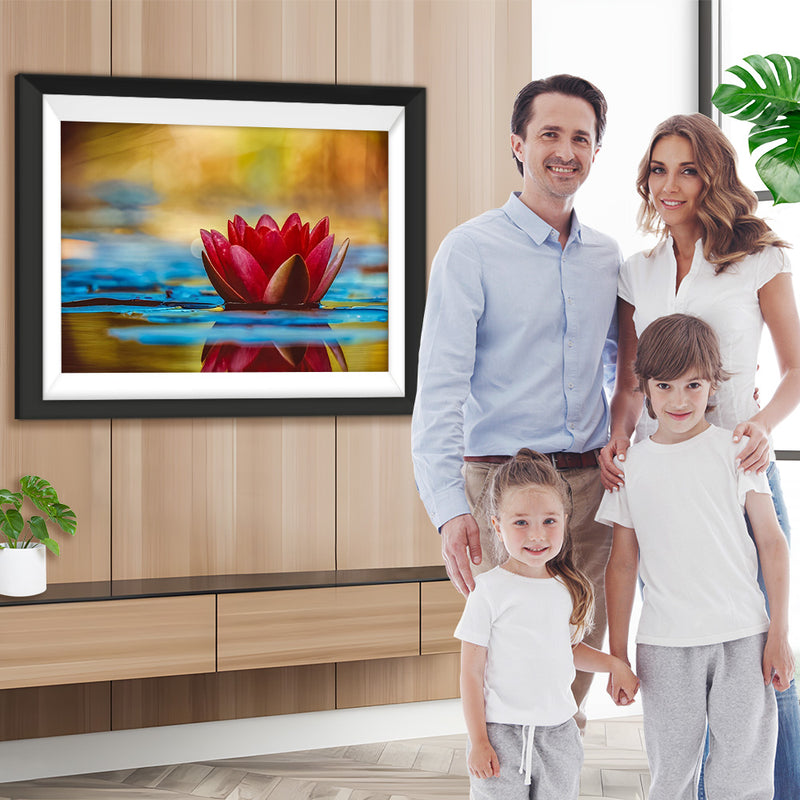 Roter Lotus auf dem Wasser Diamond Painting