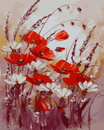 Roter Mohn und weiße Blumen Diamond Painting