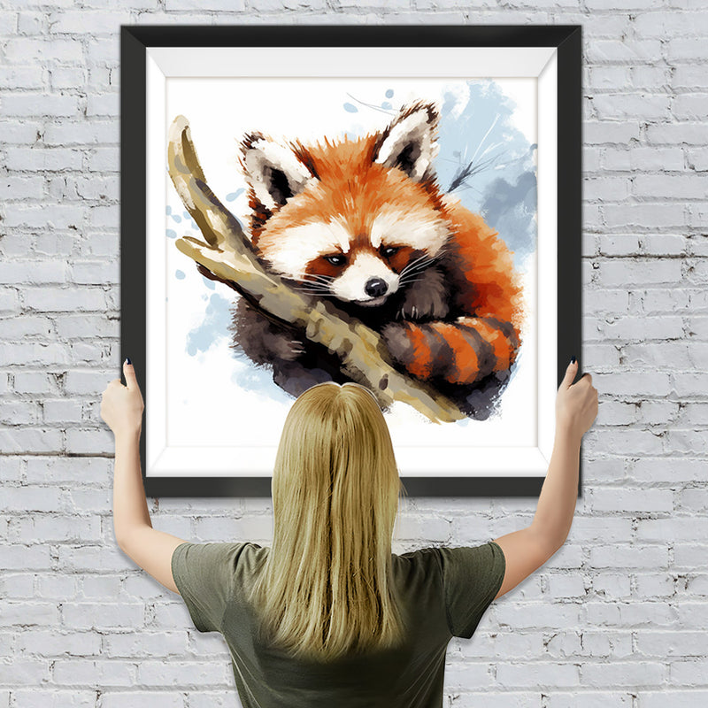 Roter Panda auf einem Baumstamm Diamond Painting