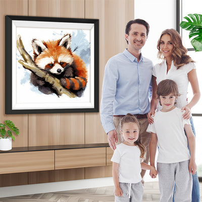 Roter Panda auf einem Baumstamm Diamond Painting