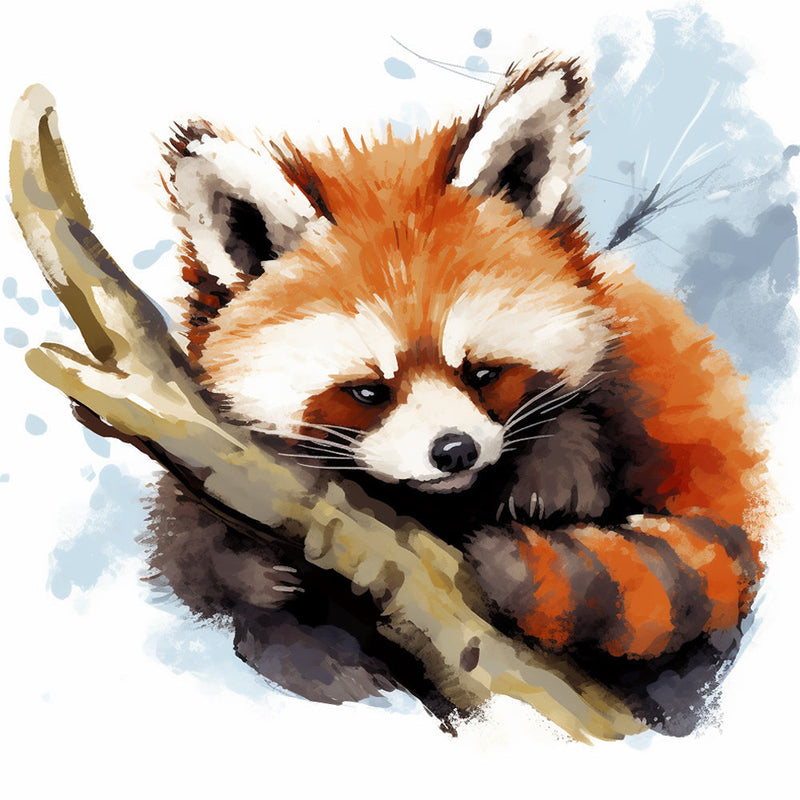Roter Panda auf einem Baumstamm Diamond Painting