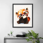 Roter Panda mit Brille Diamond Painting