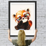 Roter Panda mit Brille Diamond Painting