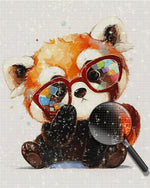 Roter Panda mit Brille Diamond Painting